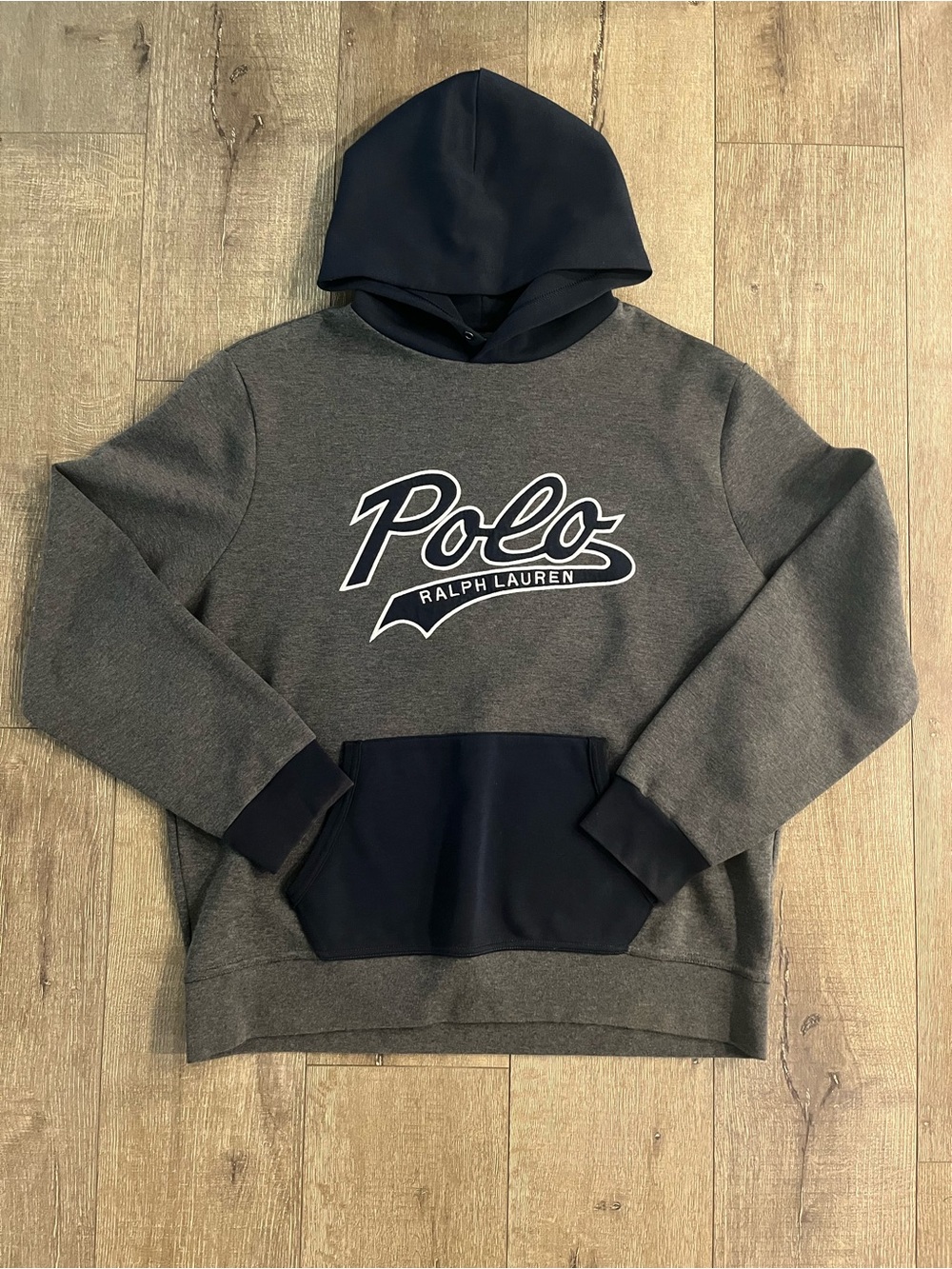 Polo by Ralph Lauren Gray & Navy Script Logo Hoodie